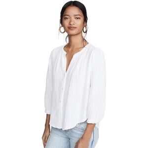 Xirena Women's Lark Blouse 100% Cotton Made in USA in White, Size Small